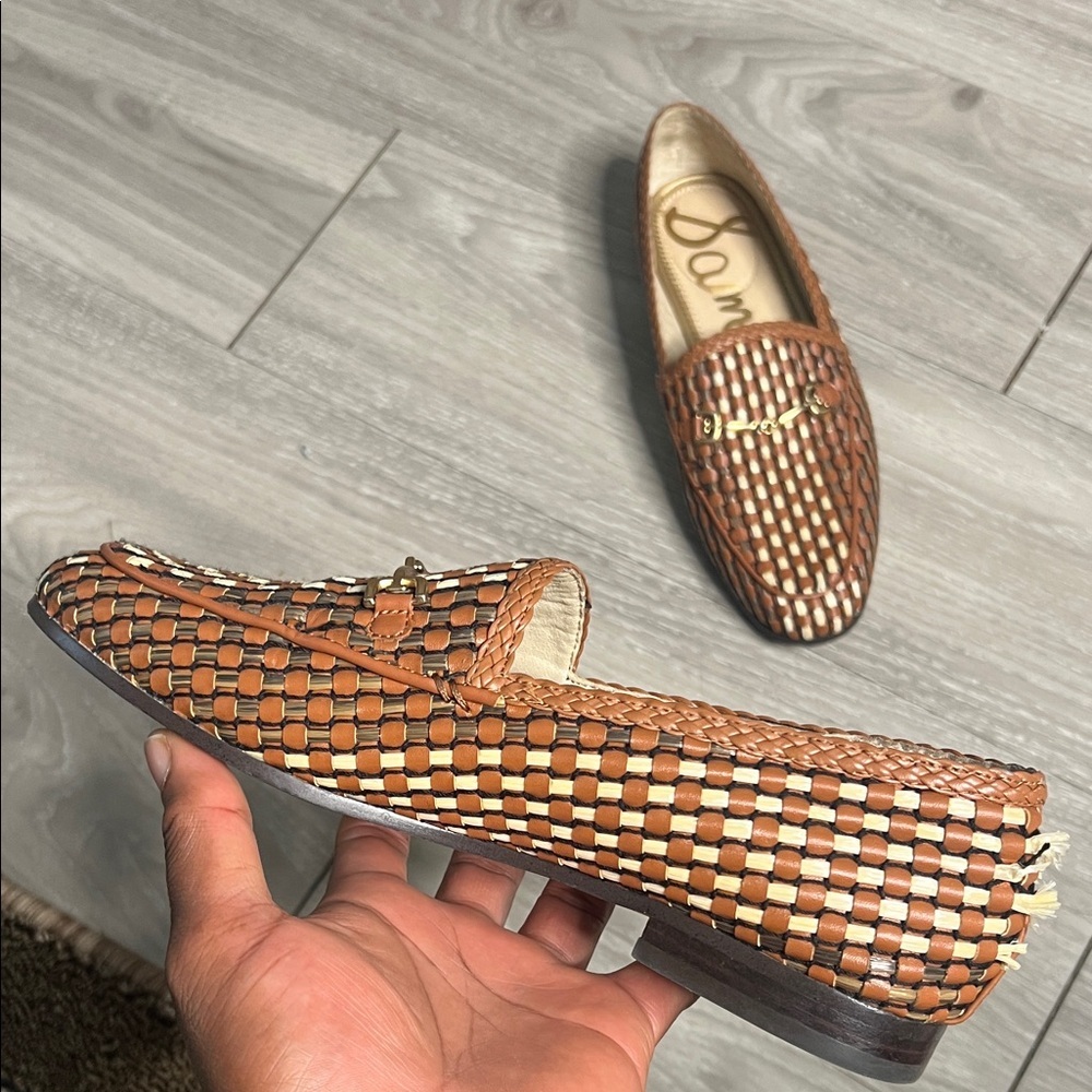 Sam Edelman Brown and Cream Woven Moccasins - Picture 5 of 16